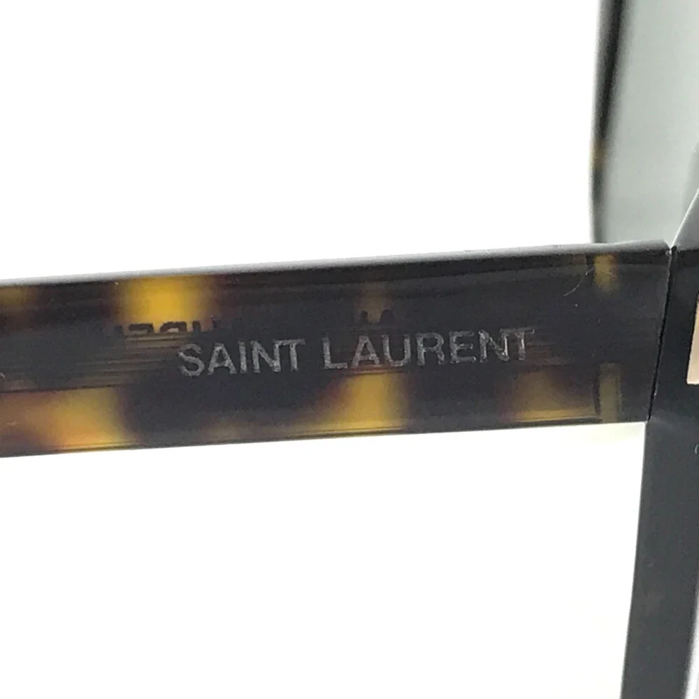 Saint Laurent Sunglasses SL 1 SLIM 002 Dark Tortoise Frames w/ Green Lenses